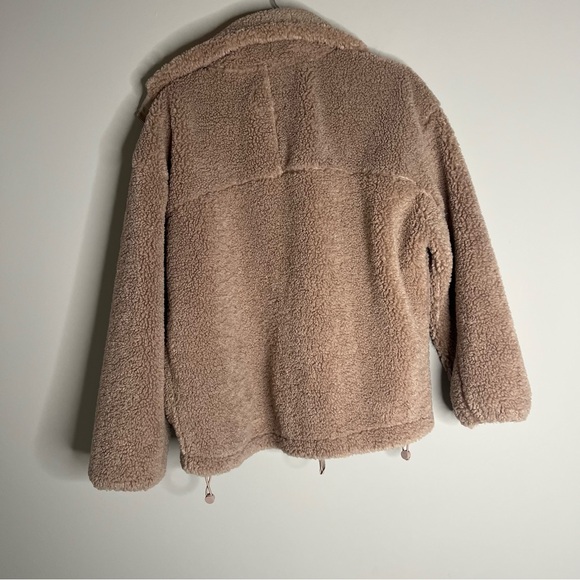 Abercrombie Taupe Teddy Sherpa Long Sleeve Jacket Women's Size Small - Picture 8 of 9